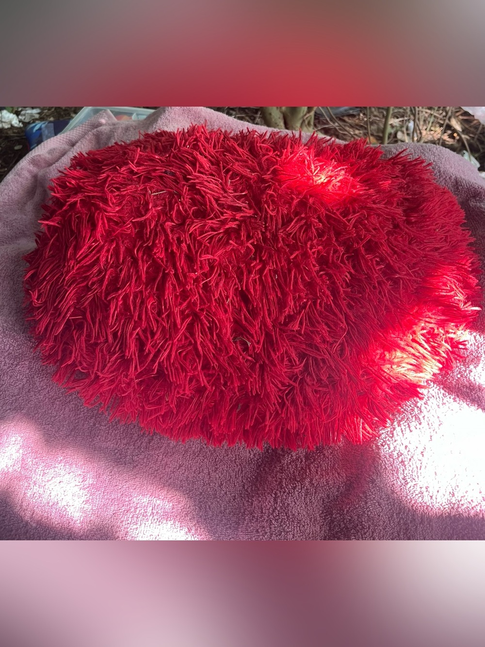 Mainstays Red Shaggy Round Throw Pillow